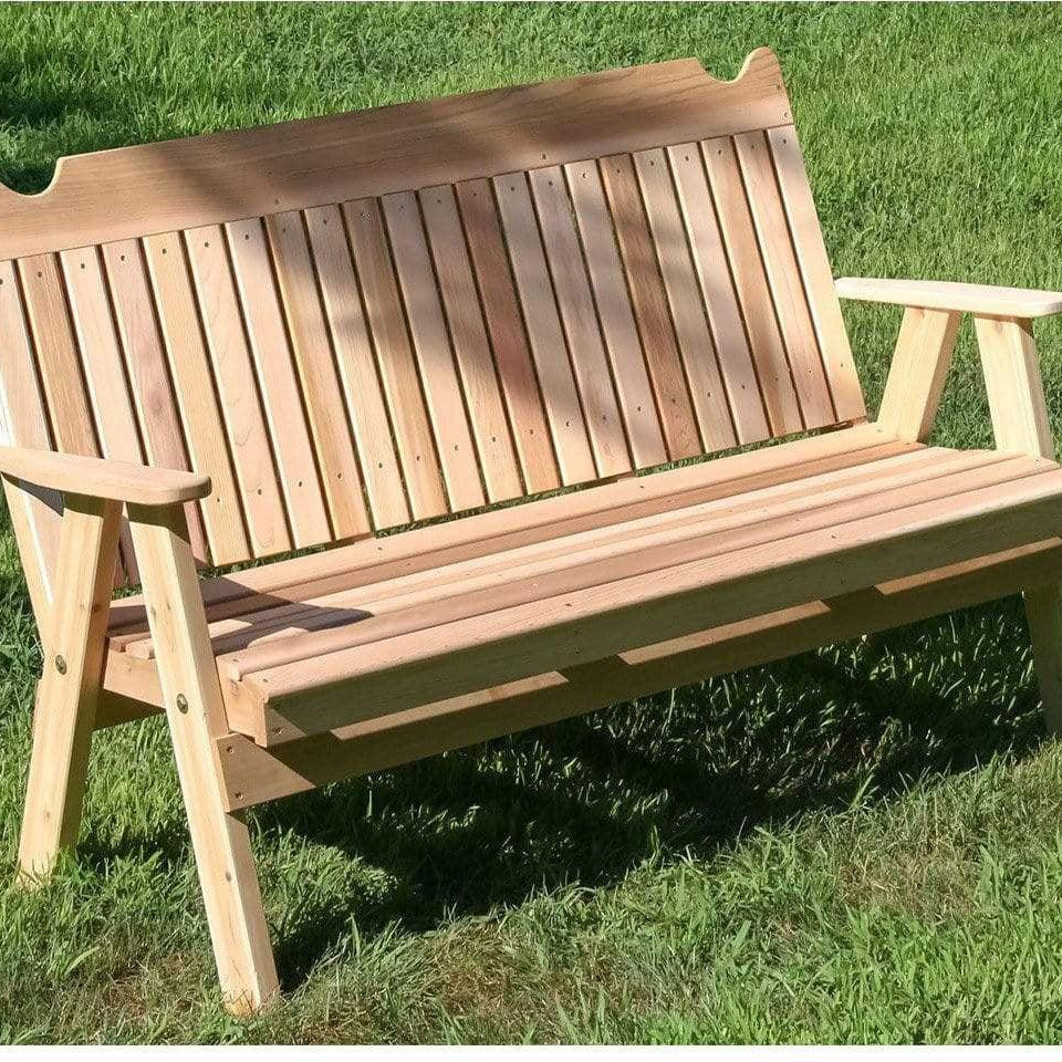 Creekvine Designs 5' Red Cedar Straight Back English Garden Bench-Rustic Furniture Marketplace