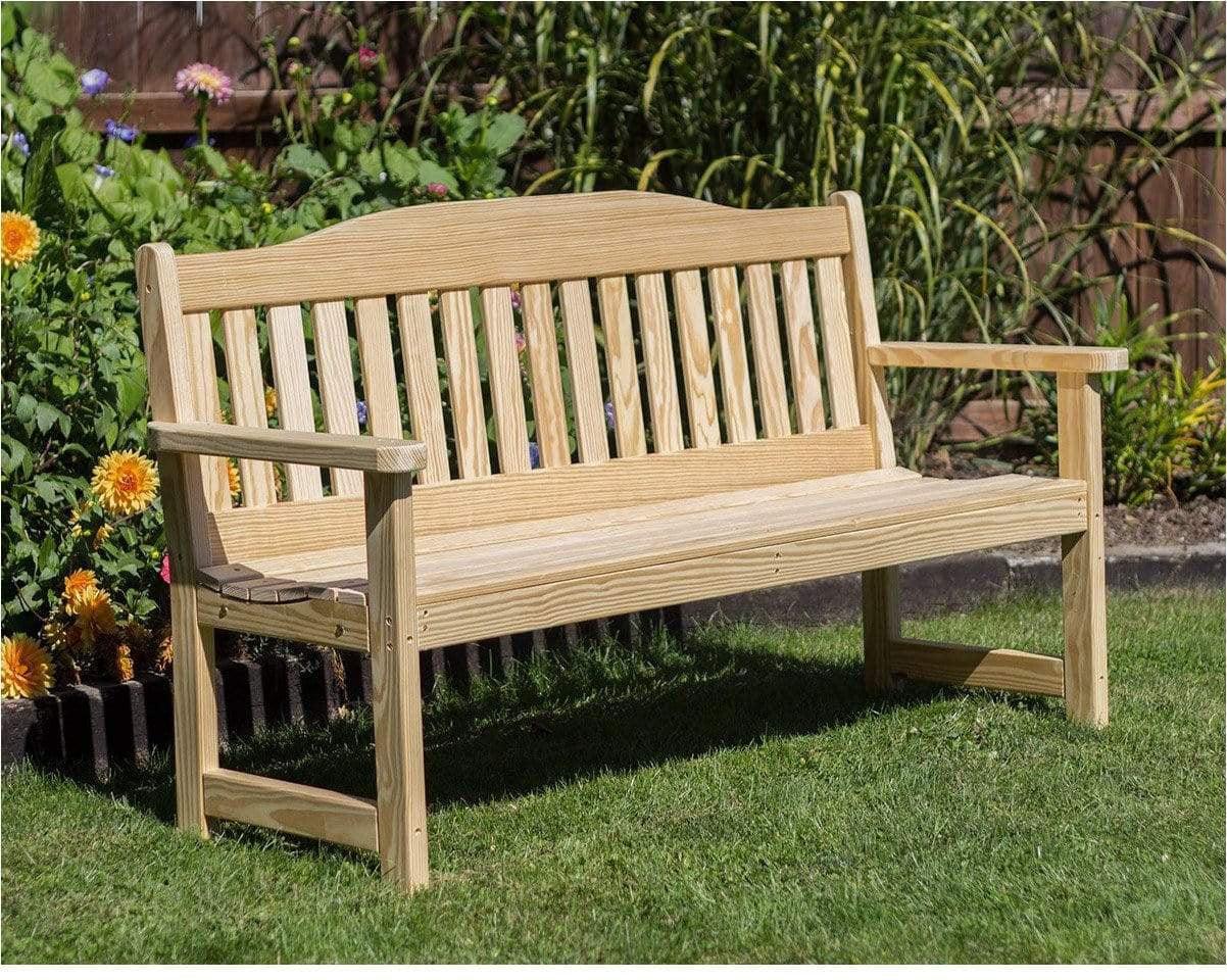 Creekvine Designs 53" Treated Pine English Garden Bench-Rustic Furniture Marketplace