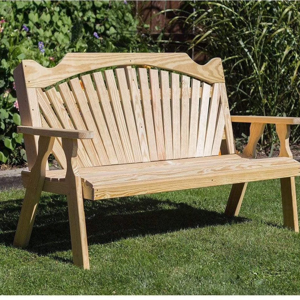 Creekvine Designs 53" Treated Pine Fanback Garden Bench-Rustic Furniture Marketplace