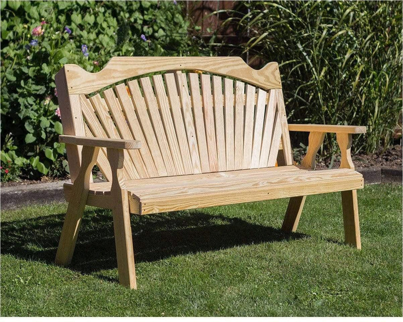 Creekvine Designs 53" Treated Pine Fanback Garden Bench-Rustic Furniture Marketplace