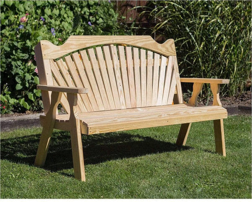 Creekvine Designs 53" Treated Pine Fanback Garden Bench-Rustic Furniture Marketplace