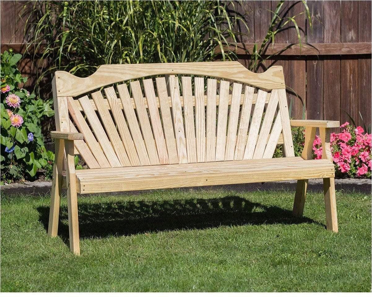 Creekvine Designs 53" Treated Pine Fanback Garden Bench-Rustic Furniture Marketplace