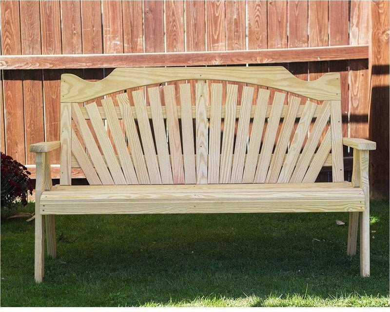 Creekvine Designs 53" Treated Pine Fanback Garden Bench-Rustic Furniture Marketplace