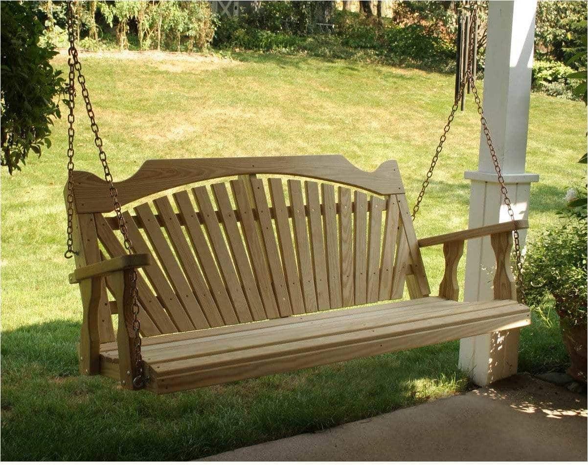 Creekvine Designs 53” Treated Pine Fanback Porch Swing-Rustic Furniture Marketplace