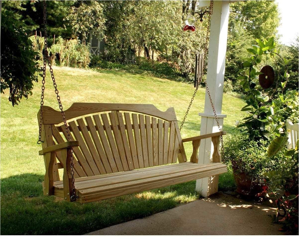 Creekvine Designs 53” Treated Pine Fanback Porch Swing-Rustic Furniture Marketplace