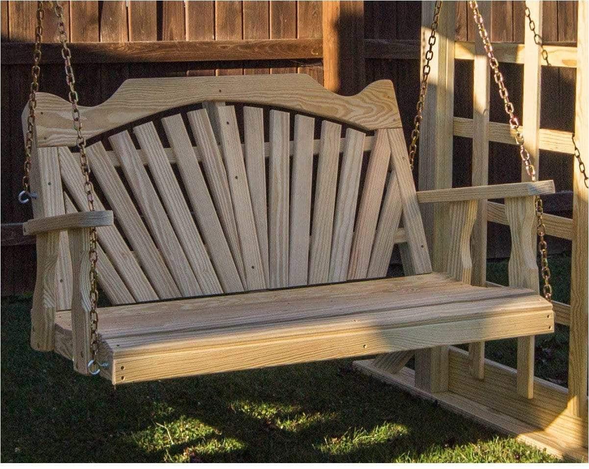 Creekvine Designs 53” Treated Pine Fanback Porch Swing-Rustic Furniture Marketplace