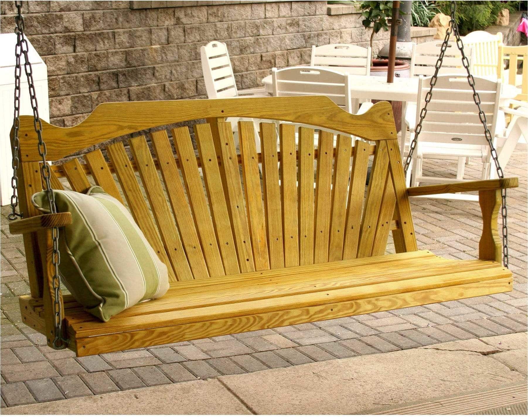 Creekvine Designs 53” Treated Pine Fanback Porch Swing-Rustic Furniture Marketplace