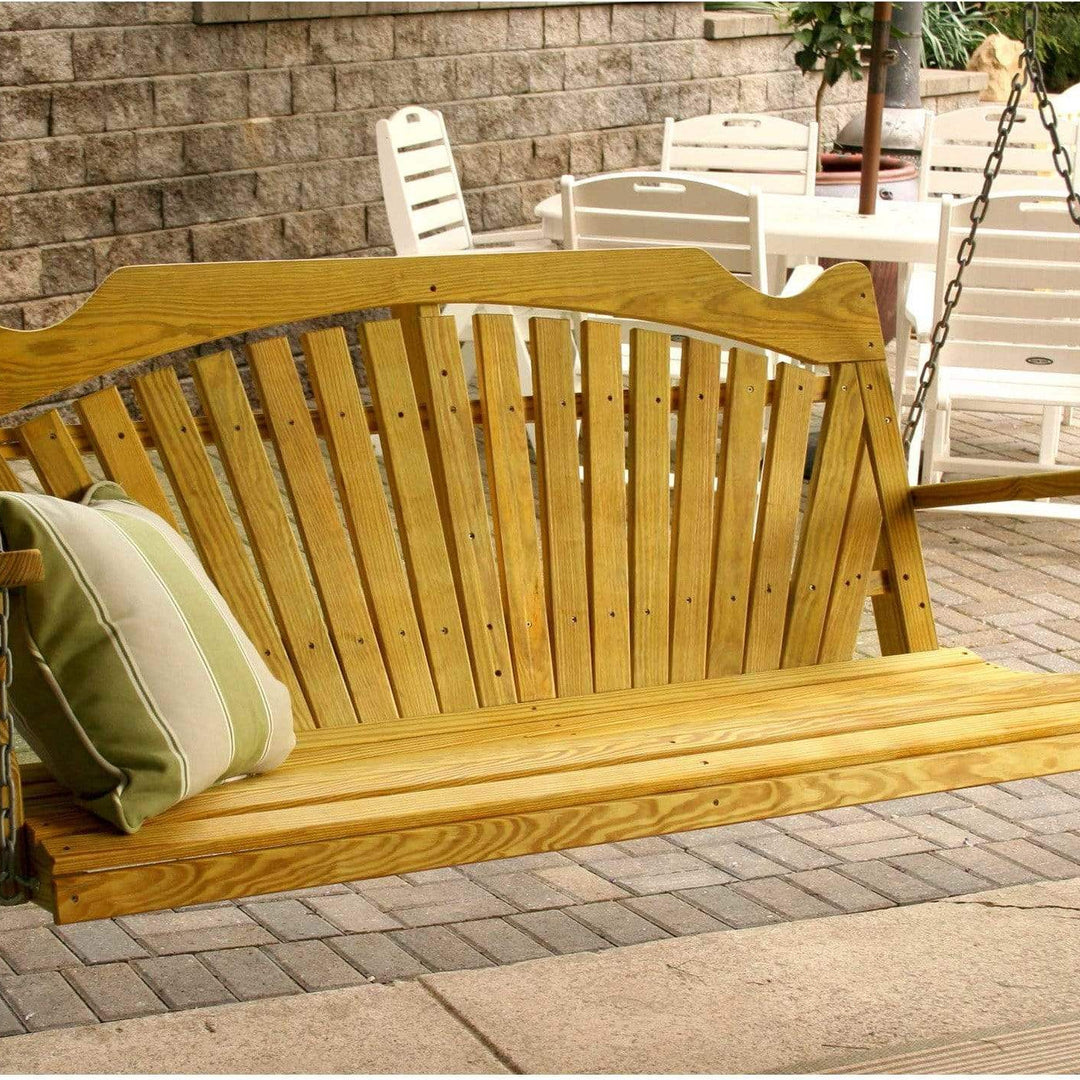 Creekvine Designs 53” Treated Pine Fanback Porch Swing-Rustic Furniture Marketplace