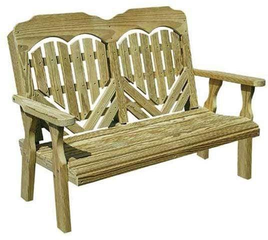 Creekvine Designs 53" Treated Pine Heartback Garden Bench-Rustic Furniture Marketplace