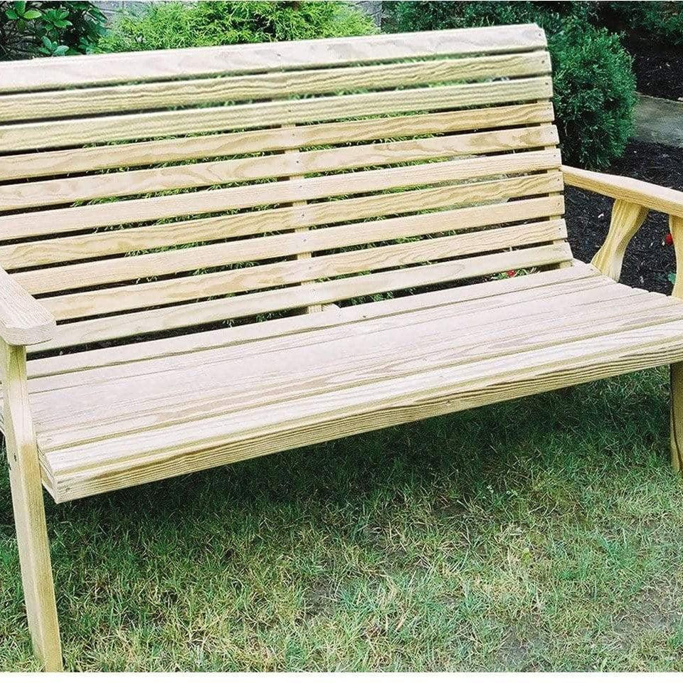 Creekvine Designs 53" Treated Pine Rollback Garden Bench-Rustic Furniture Marketplace