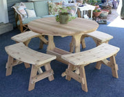 Creekvine Designs 57" Cedar Round Trestle Dining Set-Rustic Furniture Marketplace