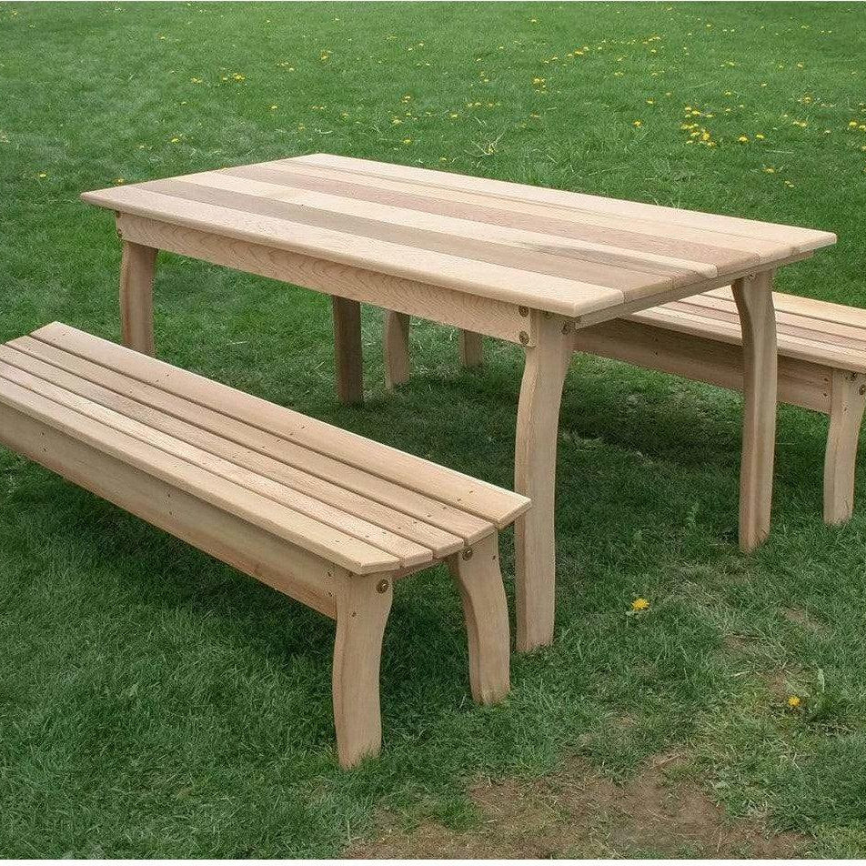 Creekvine Designs 58" Cedar Three Piece Family Dining Set (2 Benches)-Rustic Furniture Marketplace