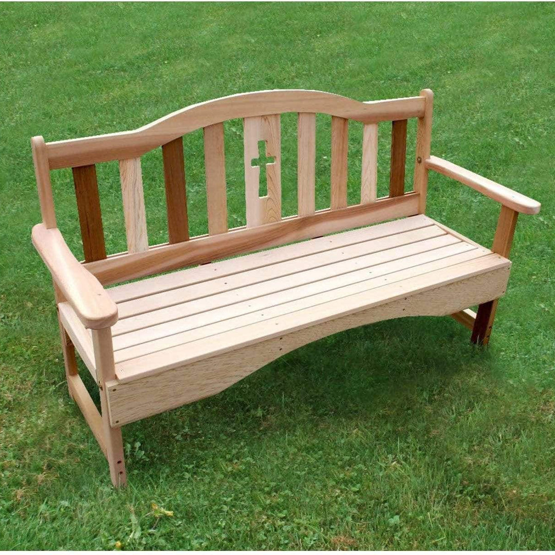Creekvine Designs 6' Cedar Holy Cross Garden Bench-Rustic Furniture Marketplace