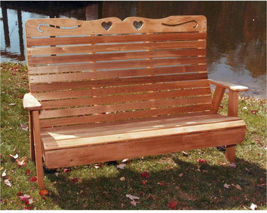 Creekvine Designs 6' Cedar Royal Country Hearts Garden Bench-Rustic Furniture Marketplace