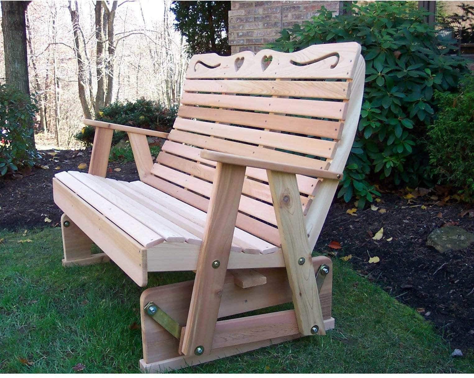 Creekvine Designs 6' Cedar Royal Country Hearts Rocking Glider-Rustic Furniture Marketplace