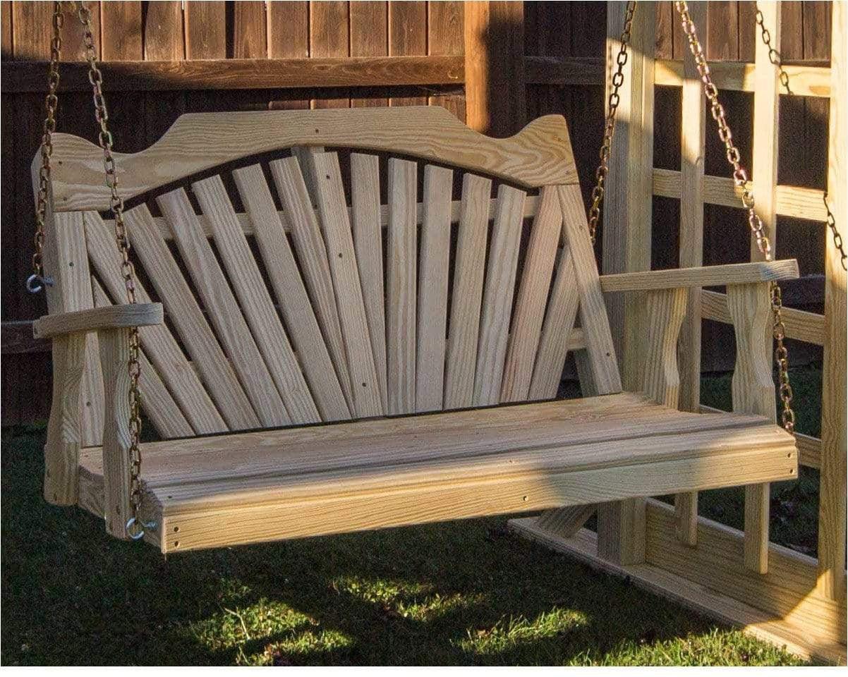 Creekvine Designs 64” Treated Pine Fanback Porch Swing-Rustic Furniture Marketplace