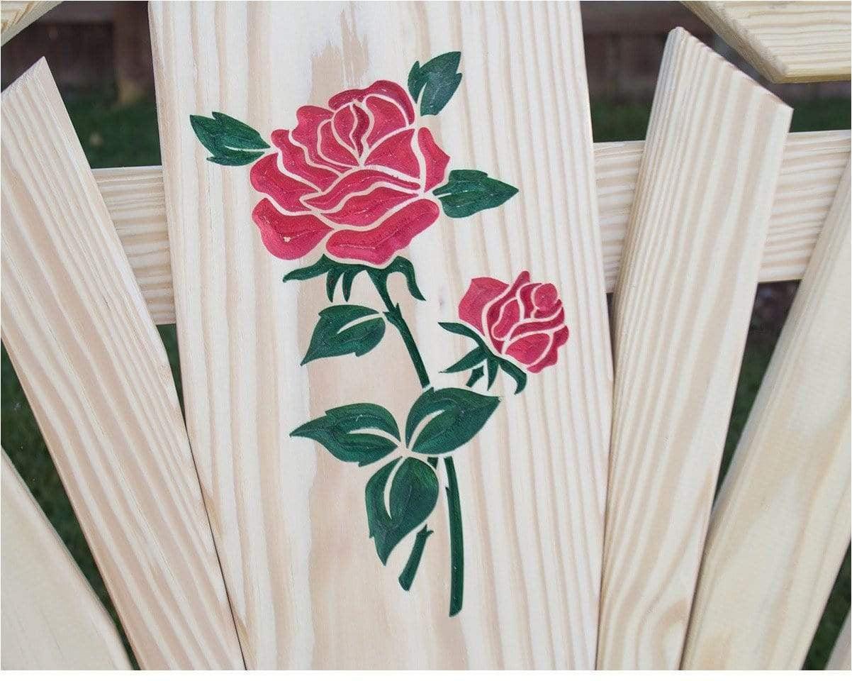 Creekvine Designs 64” Treated Pine Fanback Swing with Rose Design-Rustic Furniture Marketplace