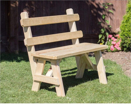Creekvine Designs 66" Treated Pine Traditional Garden Bench with Back-Rustic Furniture Marketplace