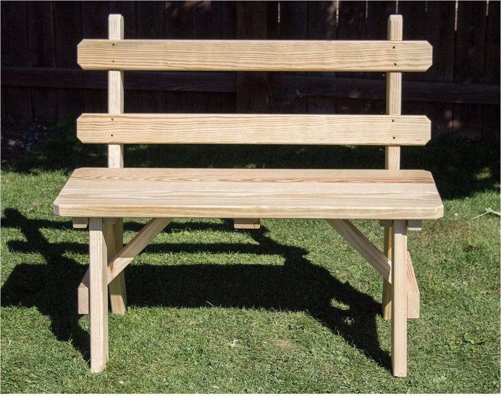 Creekvine Designs 66" Treated Pine Traditional Garden Bench with Back-Rustic Furniture Marketplace