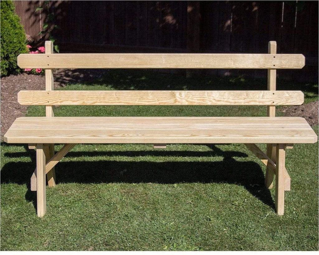 Creekvine Designs 66" Treated Pine Traditional Garden Bench with Back-Rustic Furniture Marketplace