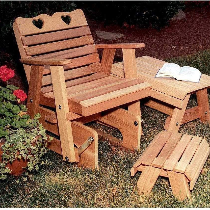 Creekvine Designs Cedar Country Hearts Rocking Glider Chair-Rustic Furniture Marketplace