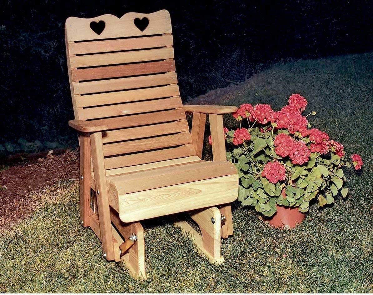 Creekvine Designs Cedar Royal Country Hearts Glider Chair-Rustic Furniture Marketplace