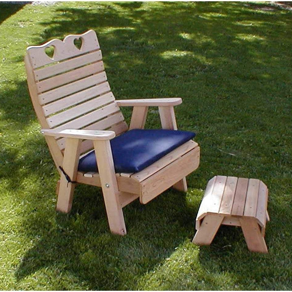 Creekvine Designs Cedar Royal Country Hearts Patio Chair & Footrest Set-Rustic Furniture Marketplace