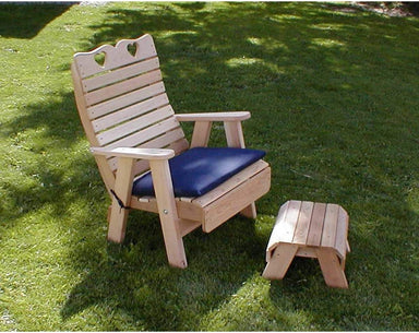 Creekvine Designs Cedar Royal Country Hearts Patio Chair & Footrest Set-Rustic Furniture Marketplace