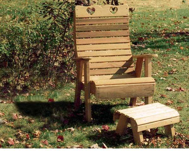 Creekvine Designs Cedar Royal Country Hearts Patio Chair & Footrest Set-Rustic Furniture Marketplace