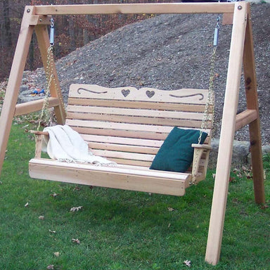 Creekvine Designs Cedar Royal Country Hearts Porch Swing with 4' Stand-Rustic Furniture Marketplace