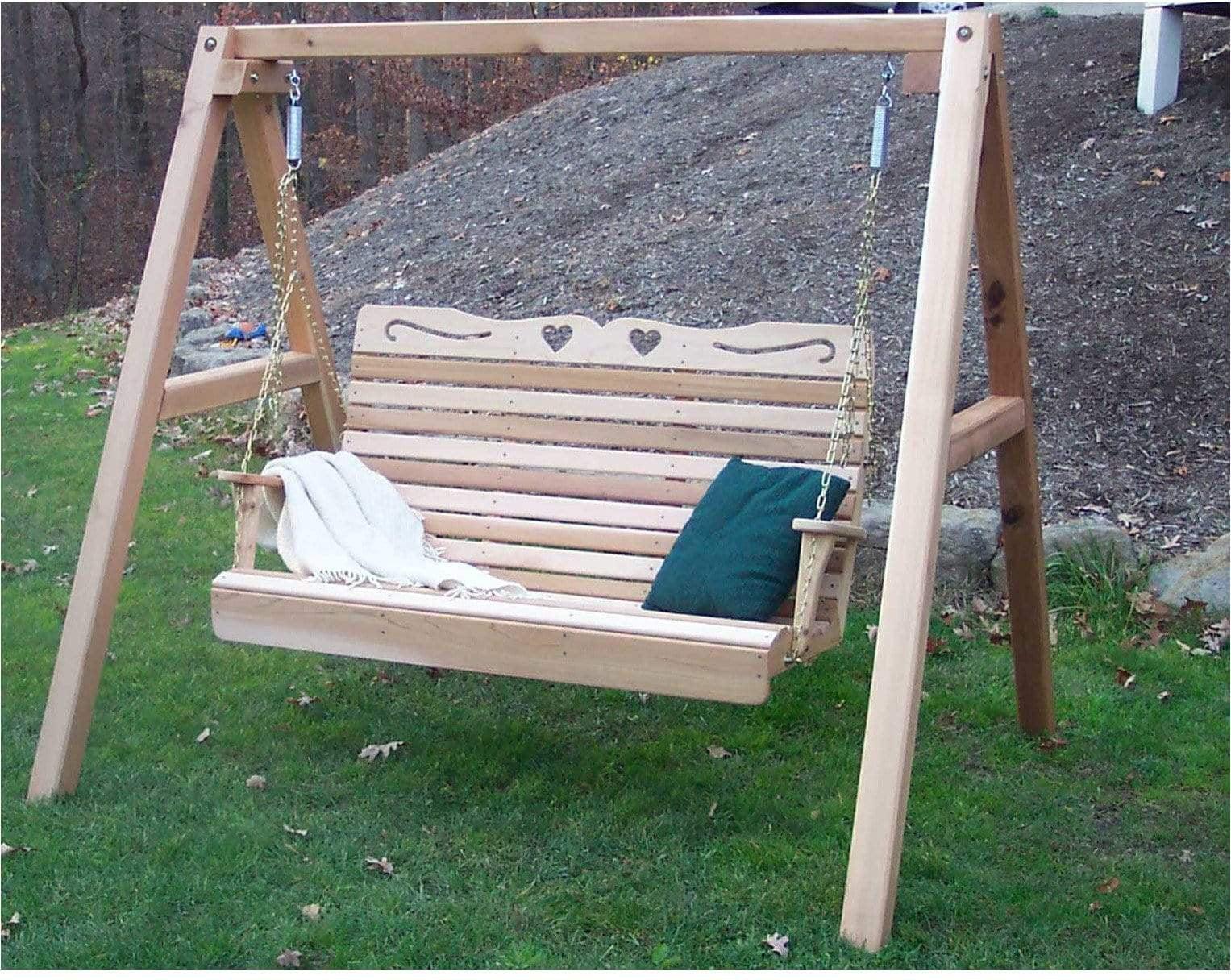Creekvine Designs Cedar Royal Country Hearts Porch Swing with 5' Stand-Rustic Furniture Marketplace