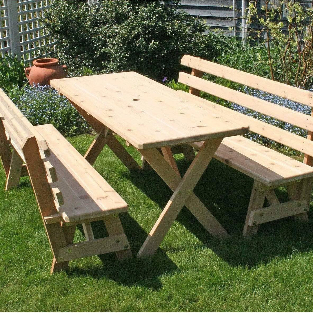 Creekvine Designs Red Cedar 5' Picnic Table with Backed Benches-Rustic Furniture Marketplace