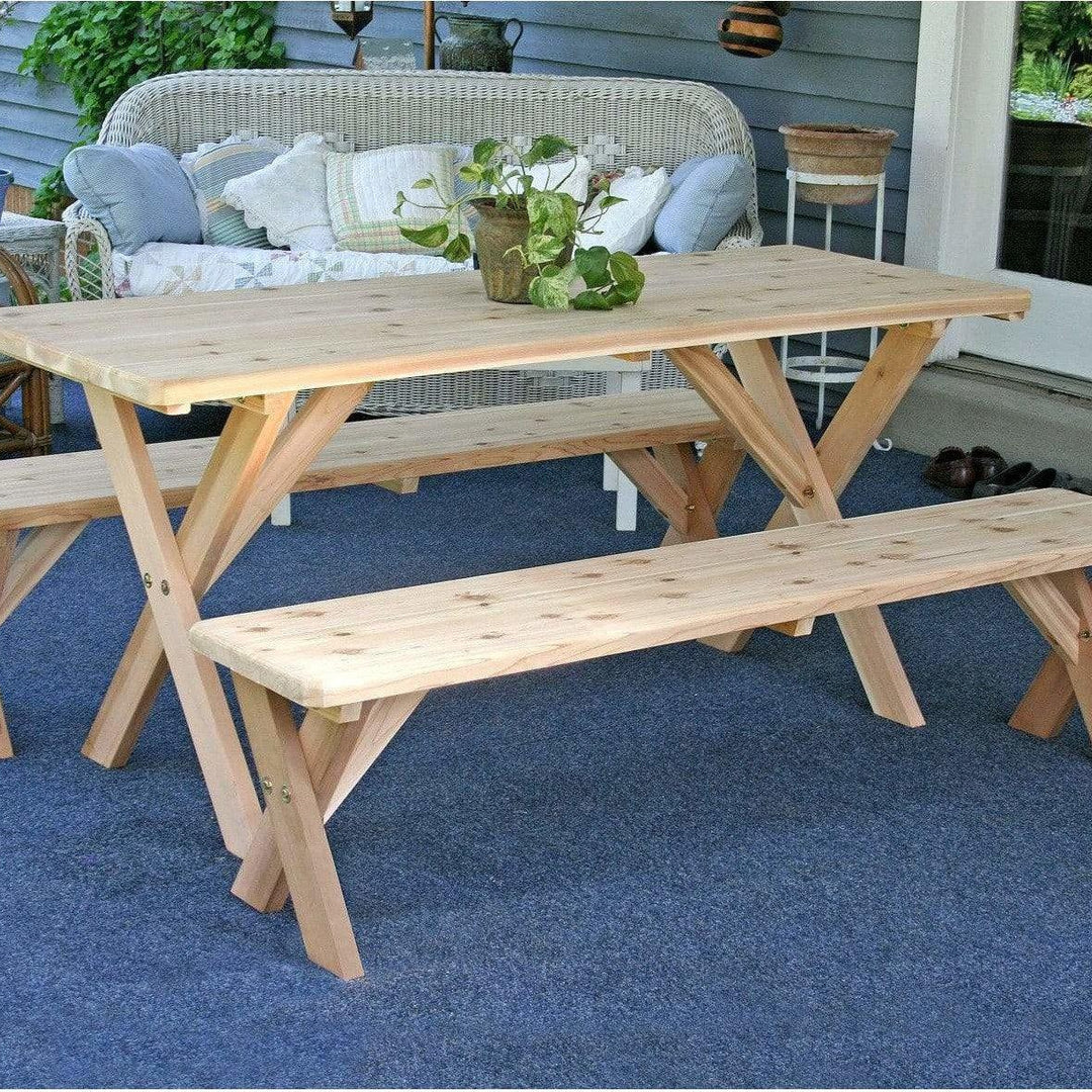 Creekvine Designs Red Cedar 6' Picnic Table with Detached Benches-Rustic Furniture Marketplace