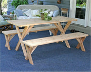 Creekvine Designs Red Cedar 8' Picnic Table with Detached Benches-Rustic Furniture Marketplace