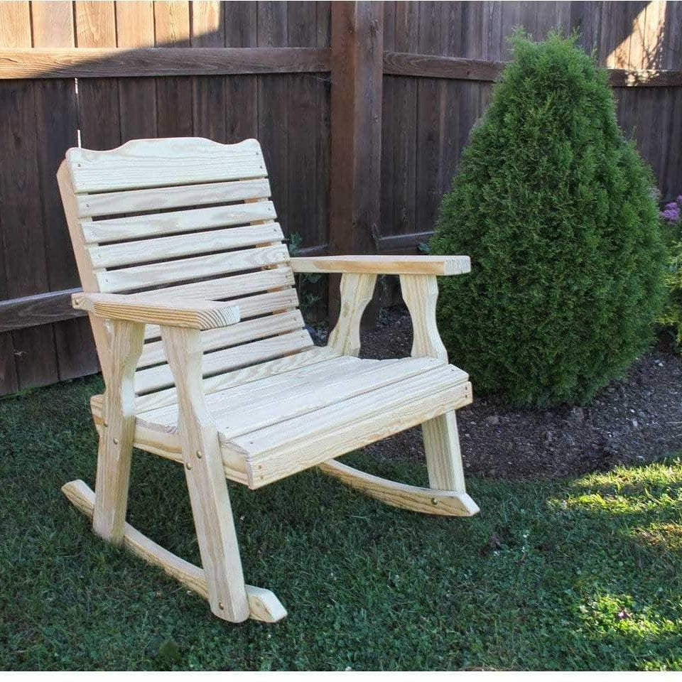 Creekvine Designs Treated Pine Crossback Rocking Chair-Rustic Furniture Marketplace