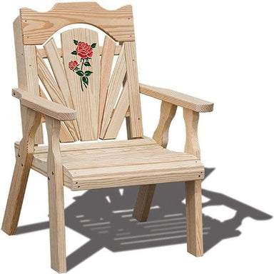 Creekvine Designs Treated Pine Fanback Patio Chair with Rose Design-Rustic Furniture Marketplace