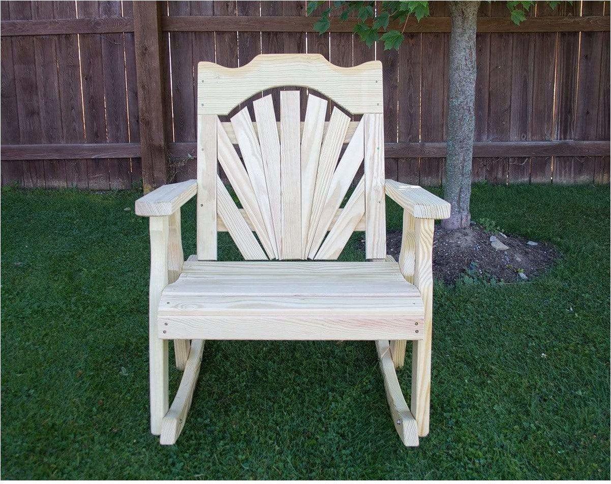 Creekvine Designs Treated Pine Fanback Rocking Chair-Rustic Furniture Marketplace