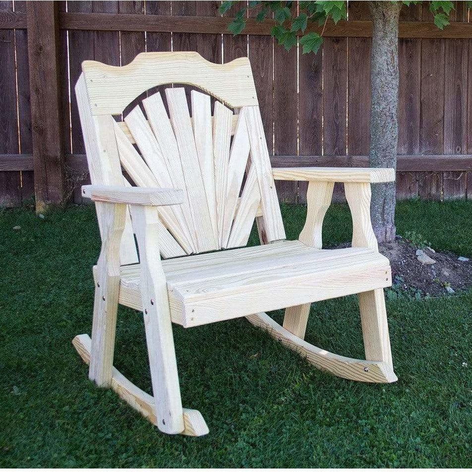 Creekvine Designs Treated Pine Fanback Rocking Chair-Rustic Furniture Marketplace