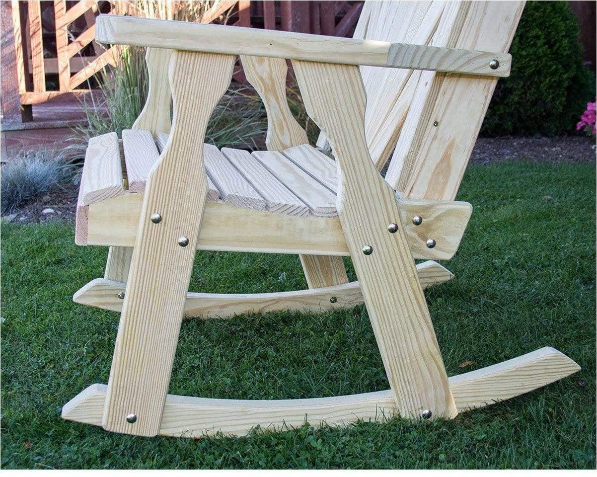 Creekvine Designs Treated Pine Fanback Rocking Chair with Rose Design-Rustic Furniture Marketplace