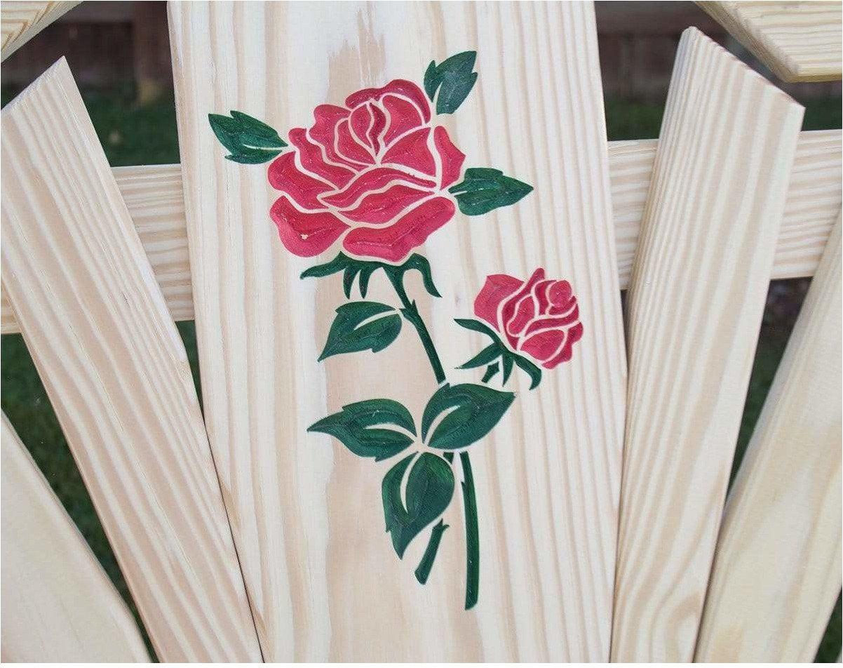 Creekvine Designs Treated Pine Fanback Rocking Chair with Rose Design-Rustic Furniture Marketplace