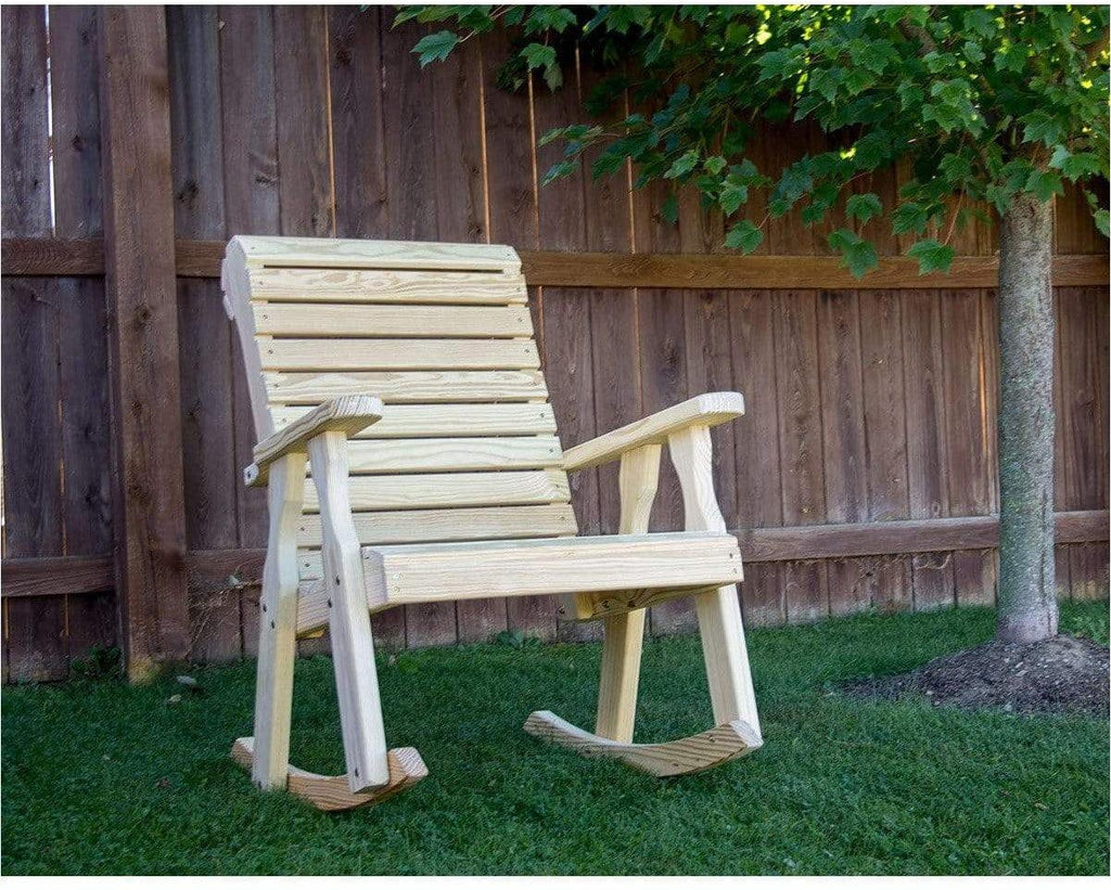 Creekvine Designs Treated Pine Rollback Rocking Chair-Rustic Furniture Marketplace