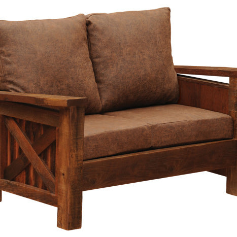 Fireside Lodge Barnwood Framed Loveseat-Rustic Furniture Marketplace