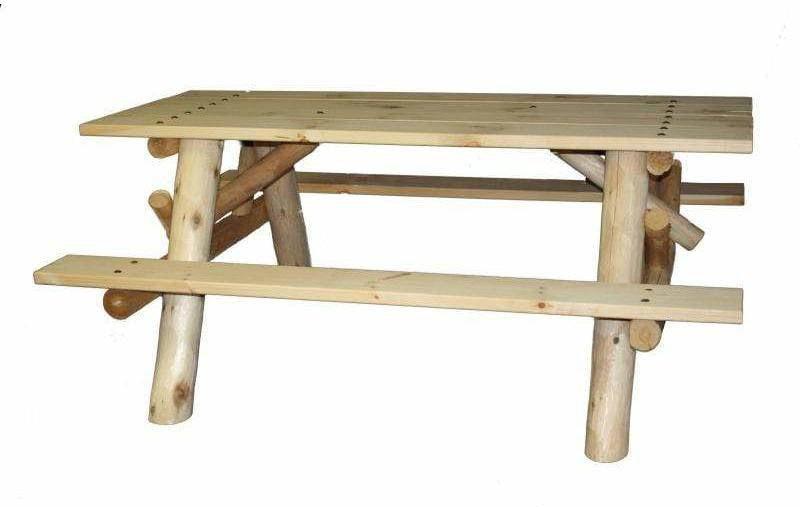 Lakeland Mills 6’ Log Picnic Table with Attached Benches-Rustic Furniture Marketplace