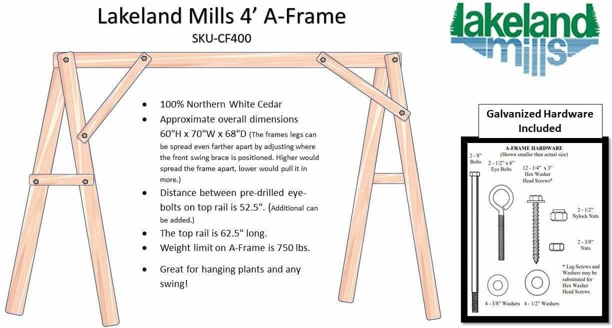 Lakeland Mills Cedar Log 4' Yard Swing-Rustic Furniture Marketplace