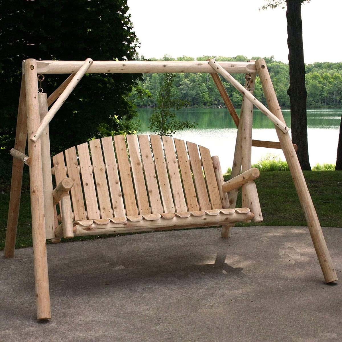 Lakeland Mills Cedar Log 5’ Country Garden Yard Swing-Rustic Furniture Marketplace