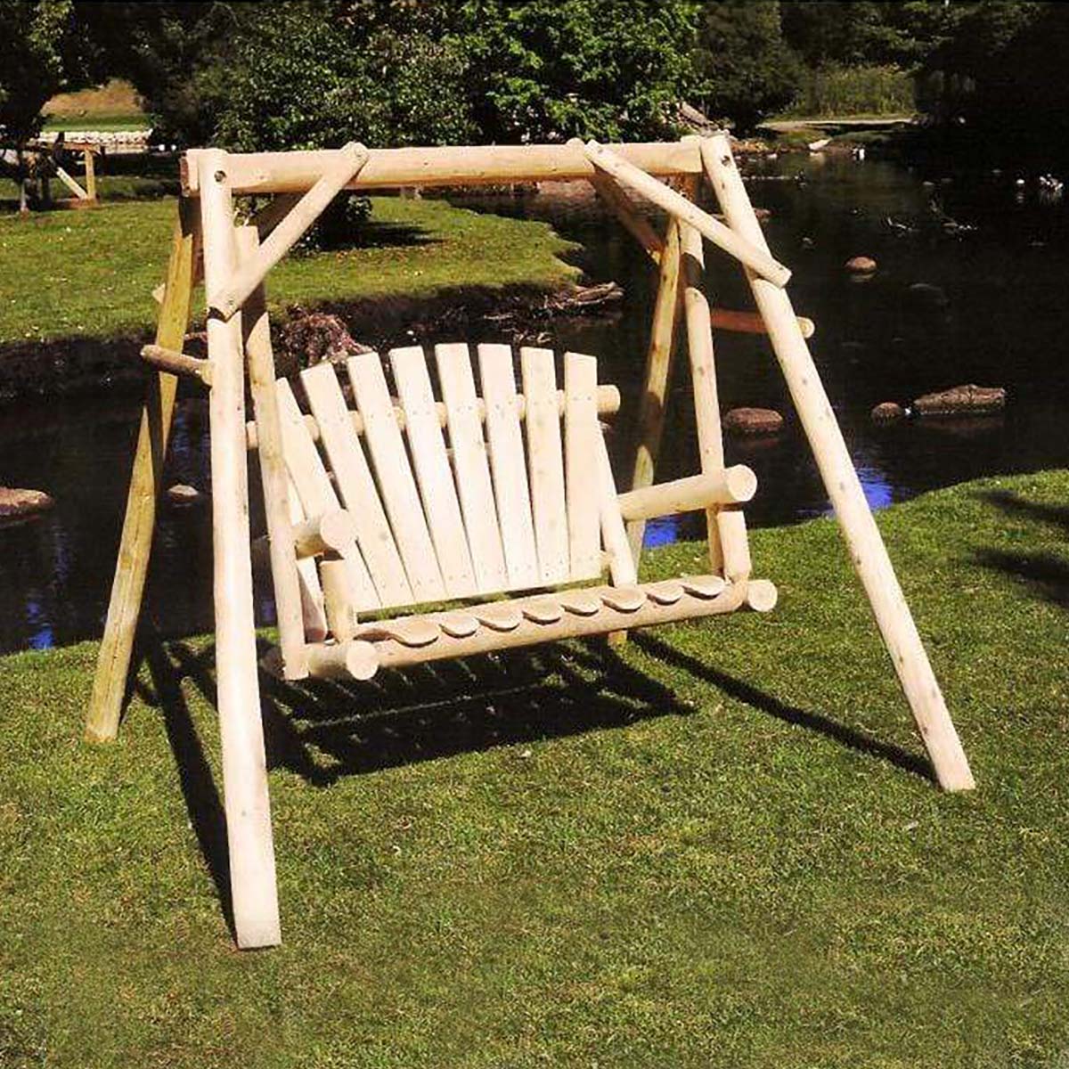 Lakeland Mills Cedar Log 5' Yard Swing-Rustic Furniture Marketplace