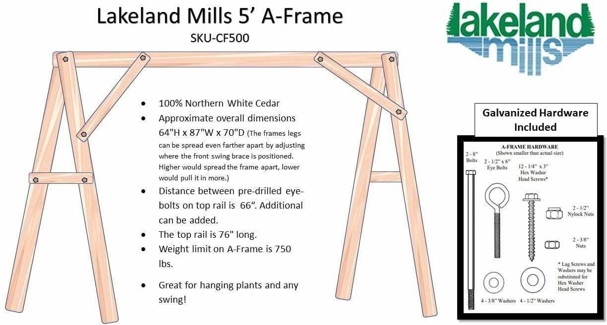 Lakeland Mills Cedar Log A-Frame 5' Swing Mount-Rustic Furniture Marketplace