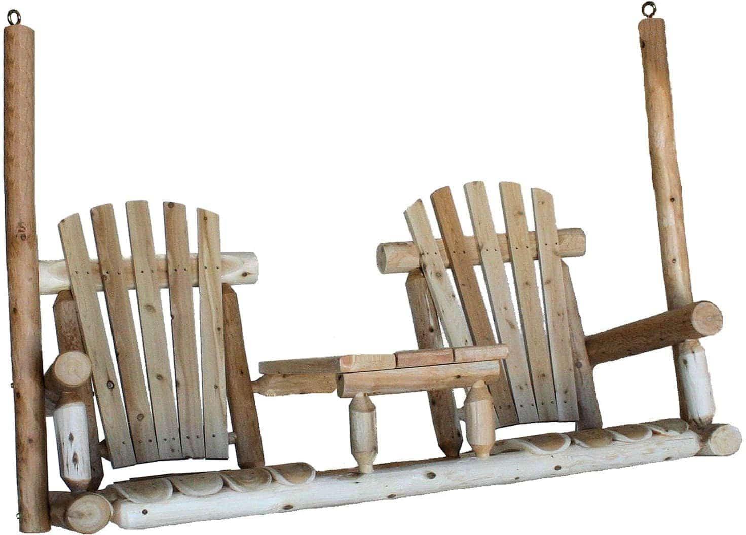Lakeland Mills Cedar Log Tete-A-Tete Porch Swing-Rustic Furniture Marketplace