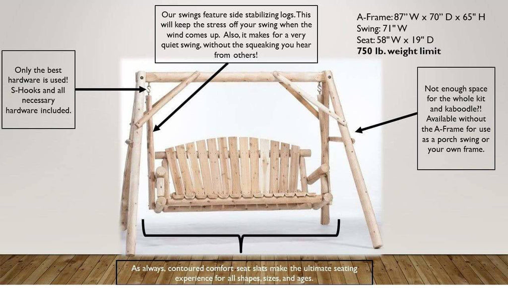Lakeland Mills Cedar Log Tete-A-Tete Yard Swing-Rustic Furniture Marketplace