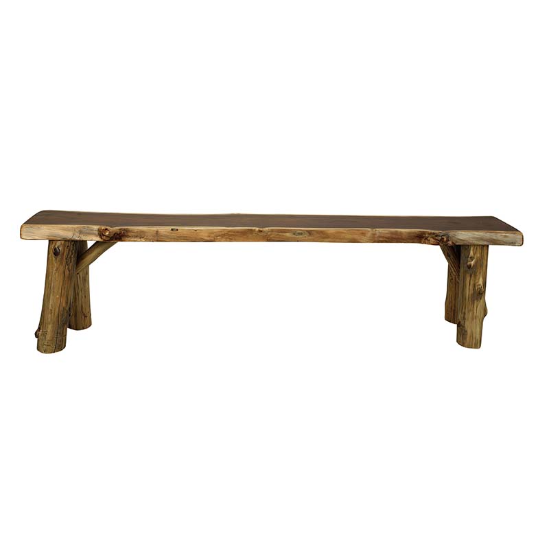 Barkman Furniture Live Edge Bench with Lodge Pole Pine Base